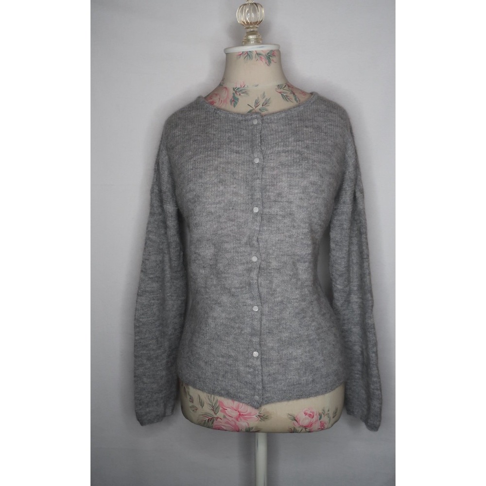 Sezane Gaspard Cardigan Gris Chine Light Gray Sweater M Luxe Quiet Luxury NWT